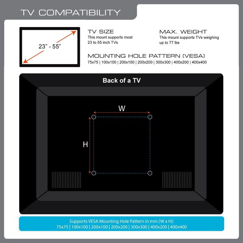 QualGear Qg-TM-A-012 Universal Ultra Slim Low Profile Articulating Wall Mount for 23-55 Inches LED TVs, Black [UL Listed] - Image 3